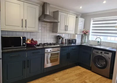 Navy Kitchen Cabinet Spraying in Sevenoaks